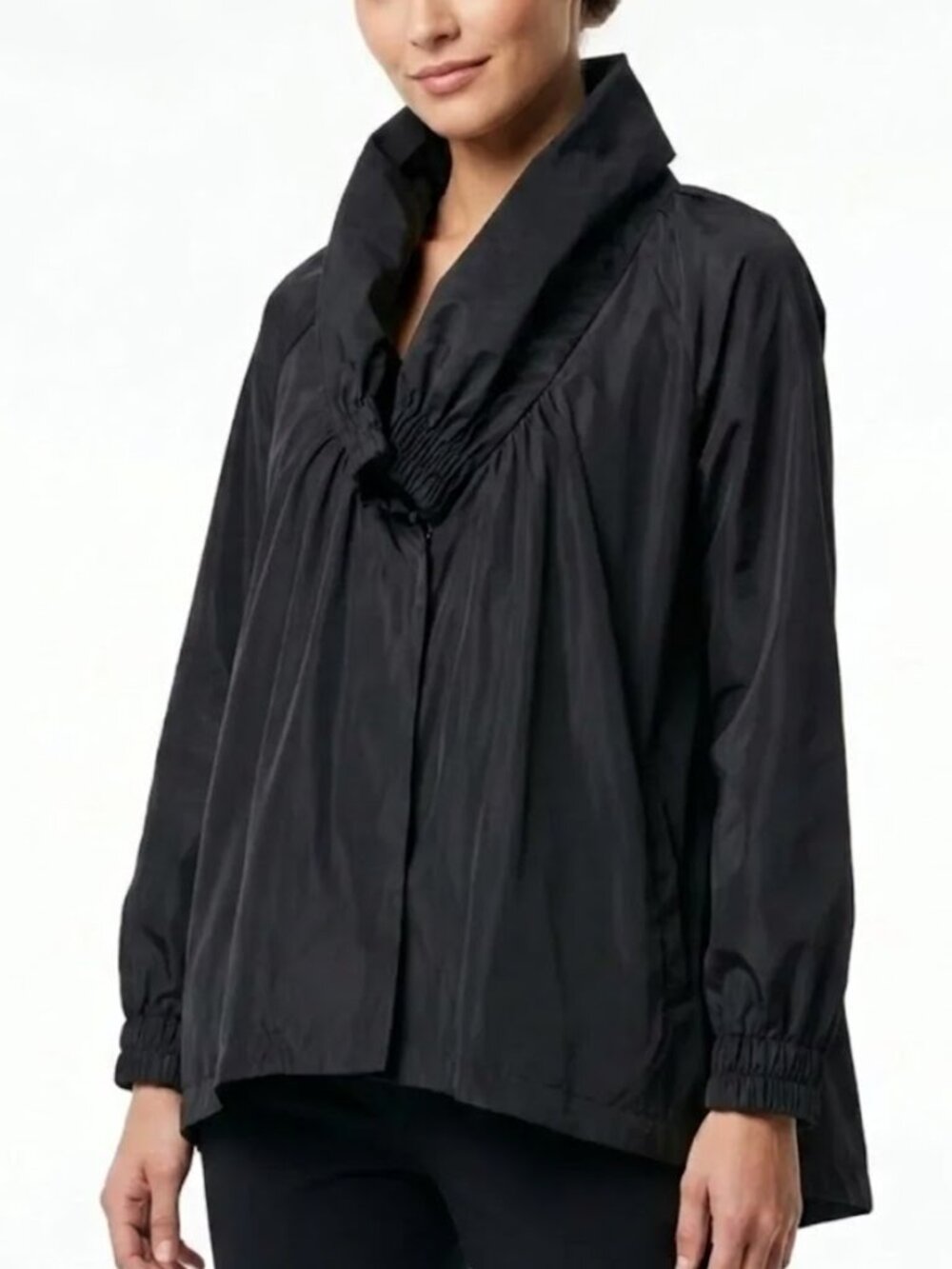 WANKO Avant-Garde Sculptural Draped Neck Windbreaker Jacket S